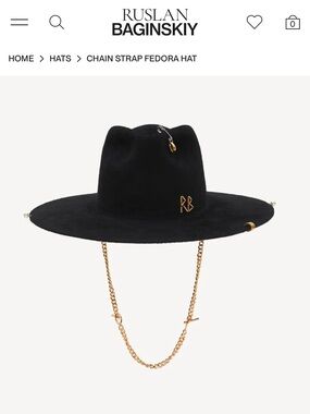 Ruslan Baginskiy Black Chain Fedora Hat
